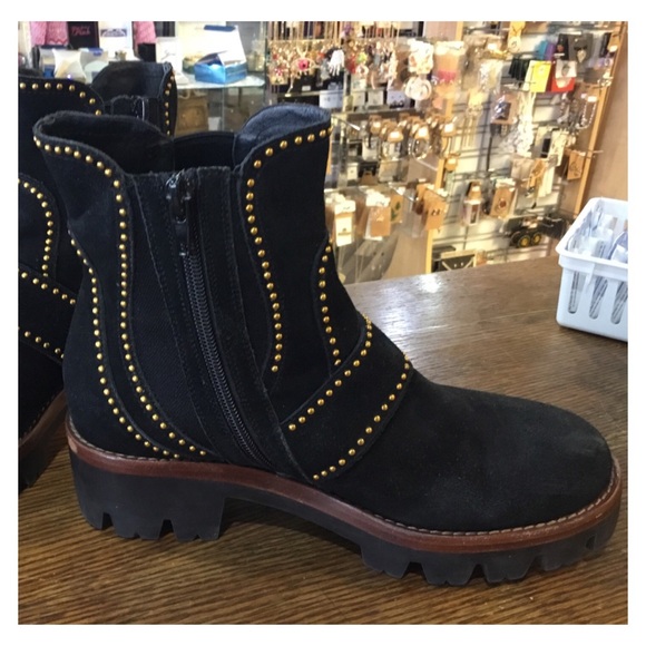 JEFFREY CAMPBELL FREE PEOPLE Suede Gold Studded Boots - Picture 4 of 8